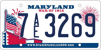 MD license plate 7AE3269