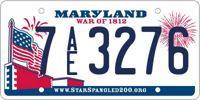 MD license plate 7AE3276