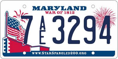 MD license plate 7AE3294