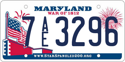 MD license plate 7AE3296