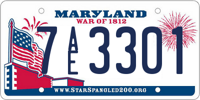 MD license plate 7AE3301