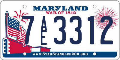 MD license plate 7AE3312
