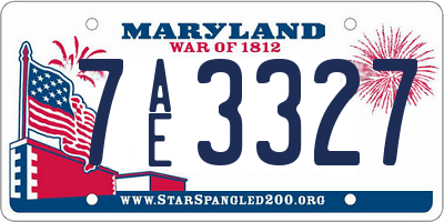 MD license plate 7AE3327