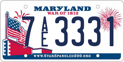 MD license plate 7AE3331