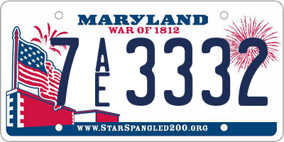 MD license plate 7AE3332