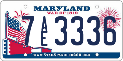 MD license plate 7AE3336