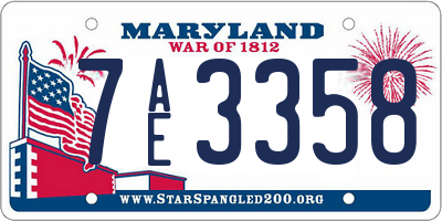 MD license plate 7AE3358