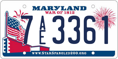 MD license plate 7AE3361