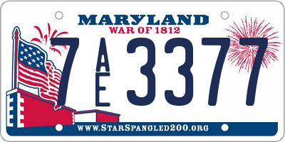 MD license plate 7AE3377