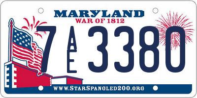 MD license plate 7AE3380