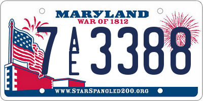 MD license plate 7AE3388