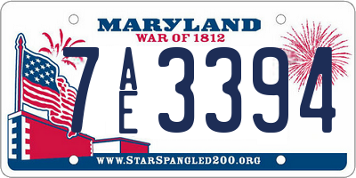 MD license plate 7AE3394