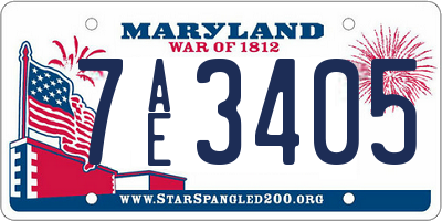 MD license plate 7AE3405