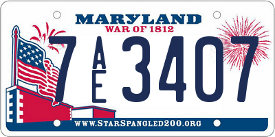 MD license plate 7AE3407