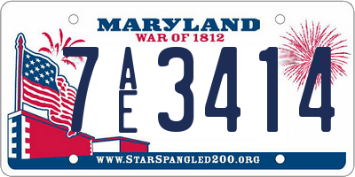 MD license plate 7AE3414