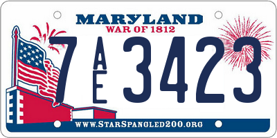 MD license plate 7AE3423