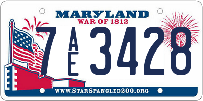 MD license plate 7AE3428