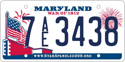 MD license plate 7AE3438