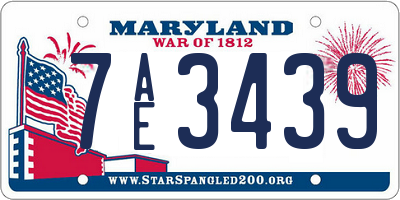 MD license plate 7AE3439