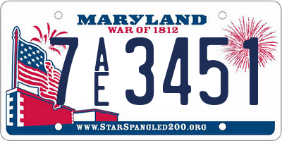 MD license plate 7AE3451