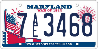 MD license plate 7AE3468