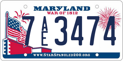 MD license plate 7AE3474