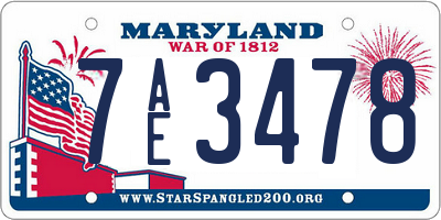 MD license plate 7AE3478