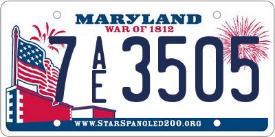 MD license plate 7AE3505