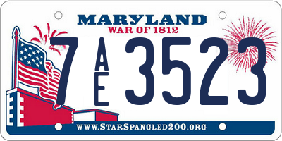 MD license plate 7AE3523