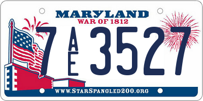 MD license plate 7AE3527