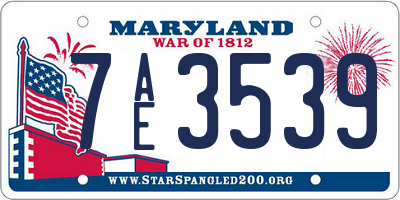 MD license plate 7AE3539