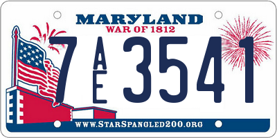 MD license plate 7AE3541