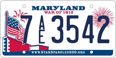 MD license plate 7AE3542
