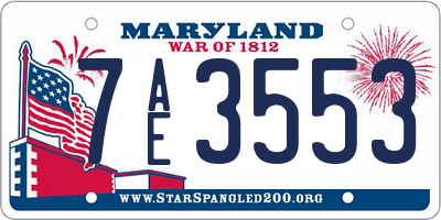 MD license plate 7AE3553