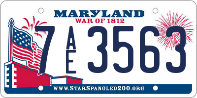 MD license plate 7AE3563