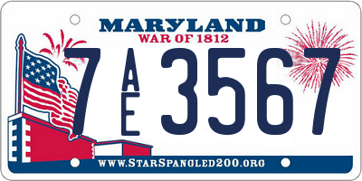 MD license plate 7AE3567