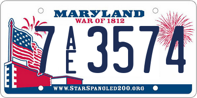 MD license plate 7AE3574