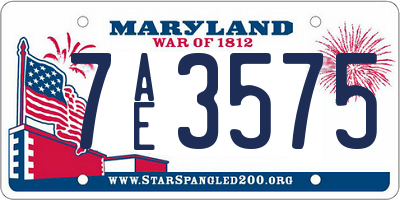 MD license plate 7AE3575