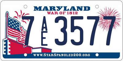 MD license plate 7AE3577