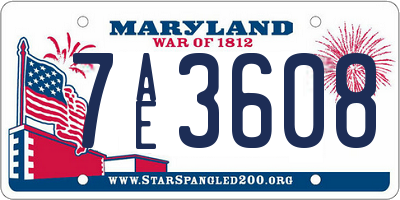 MD license plate 7AE3608