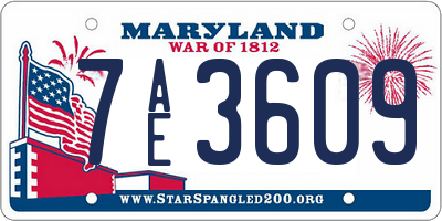 MD license plate 7AE3609