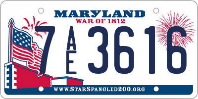MD license plate 7AE3616