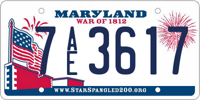MD license plate 7AE3617