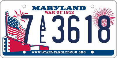 MD license plate 7AE3618