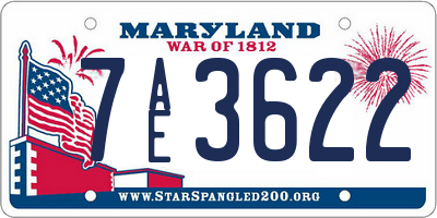 MD license plate 7AE3622