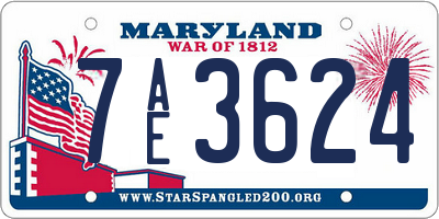 MD license plate 7AE3624