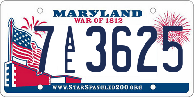 MD license plate 7AE3625