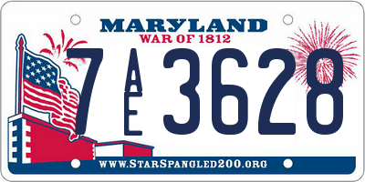 MD license plate 7AE3628