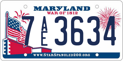 MD license plate 7AE3634