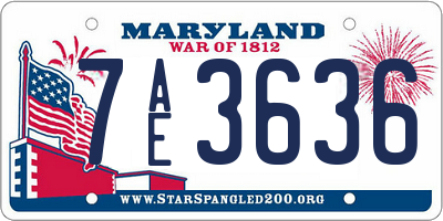 MD license plate 7AE3636